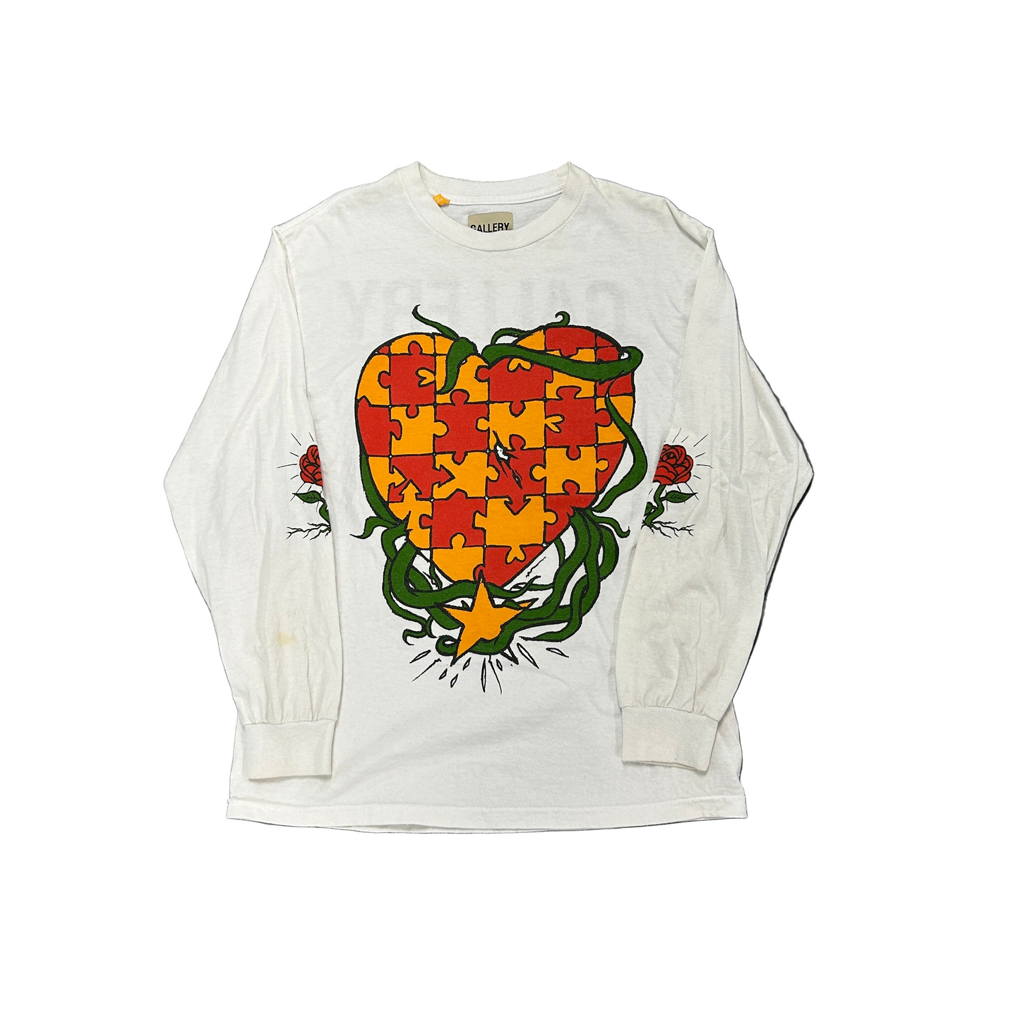 Gallery Dept. Puzzle Heart Longsleeve Tee White (BLACK FRIDAY)