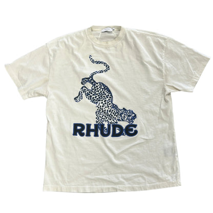 Rhude Blue Leopard Cream Tee