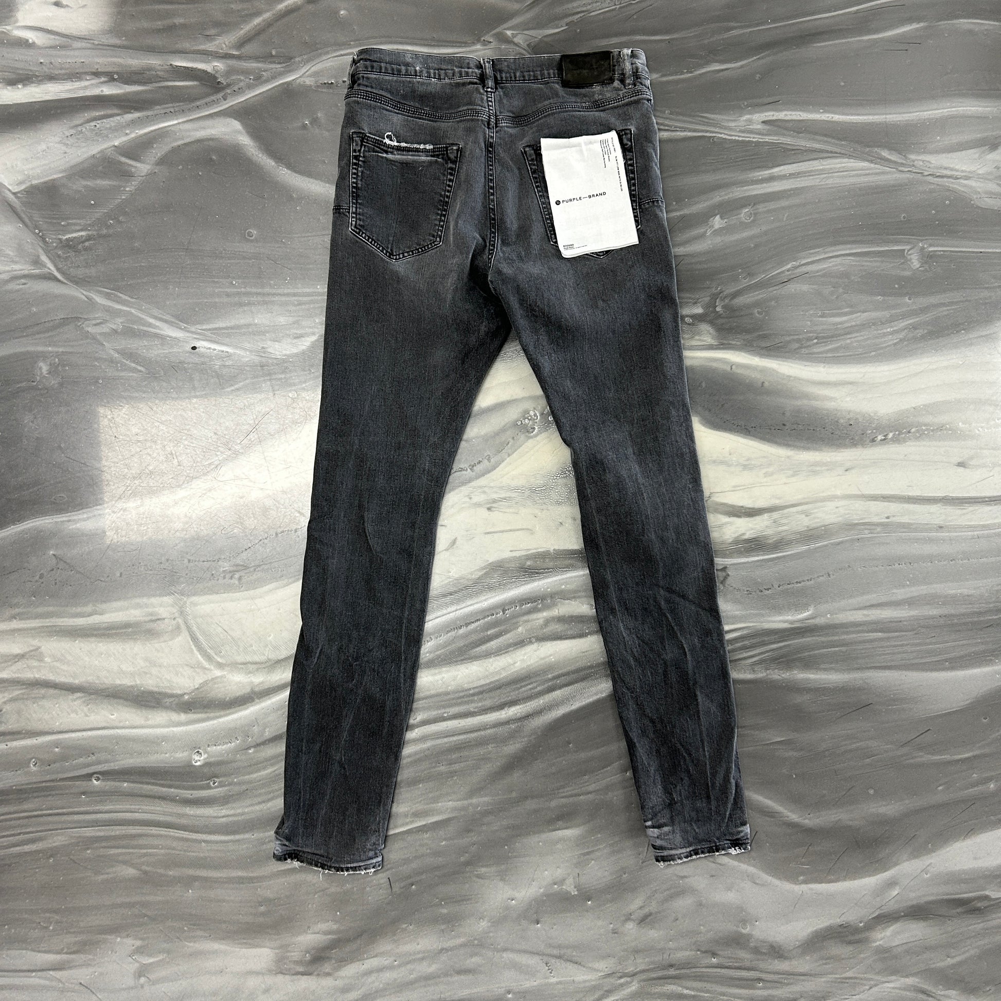 Purple Brand P001 distressed skinny jeans in grey — view 3
