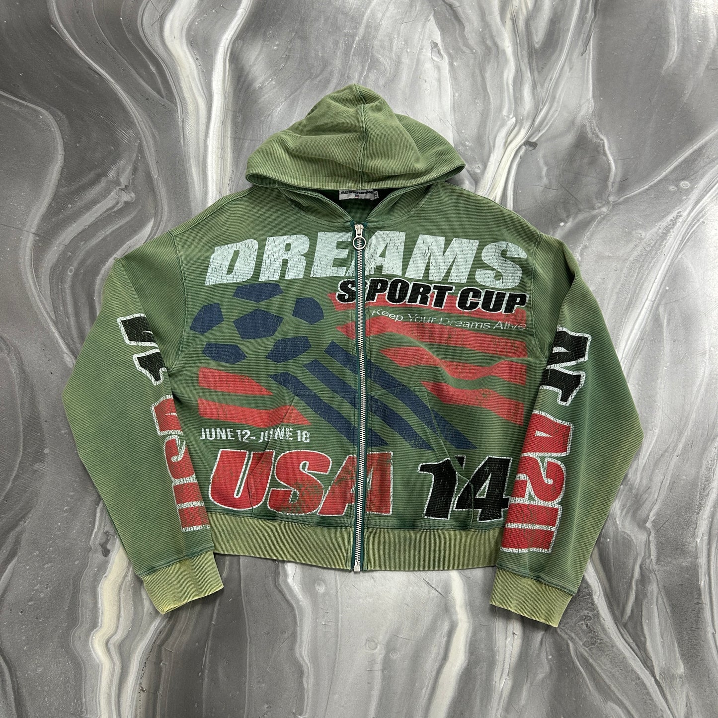 Vale Forever USA14 Thermal Green Zip Up Hoodie