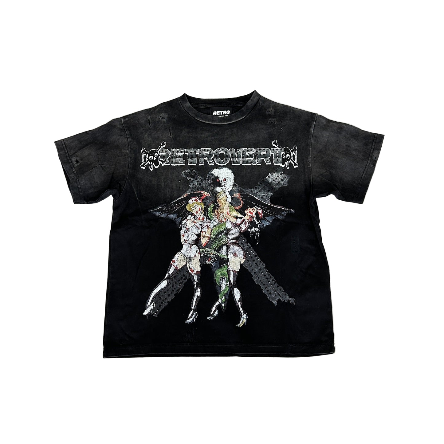 Retrovert Nurse Rhinestone Tee Black
