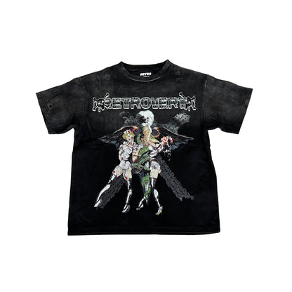 Retrovert Nurse Rhinestone Tee Black