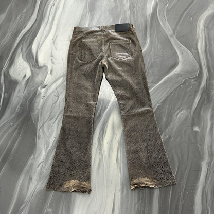 Purple Brand Brown Leather Flare Pants