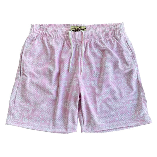 AZVA PINK PAISLEY MESH SHORTS