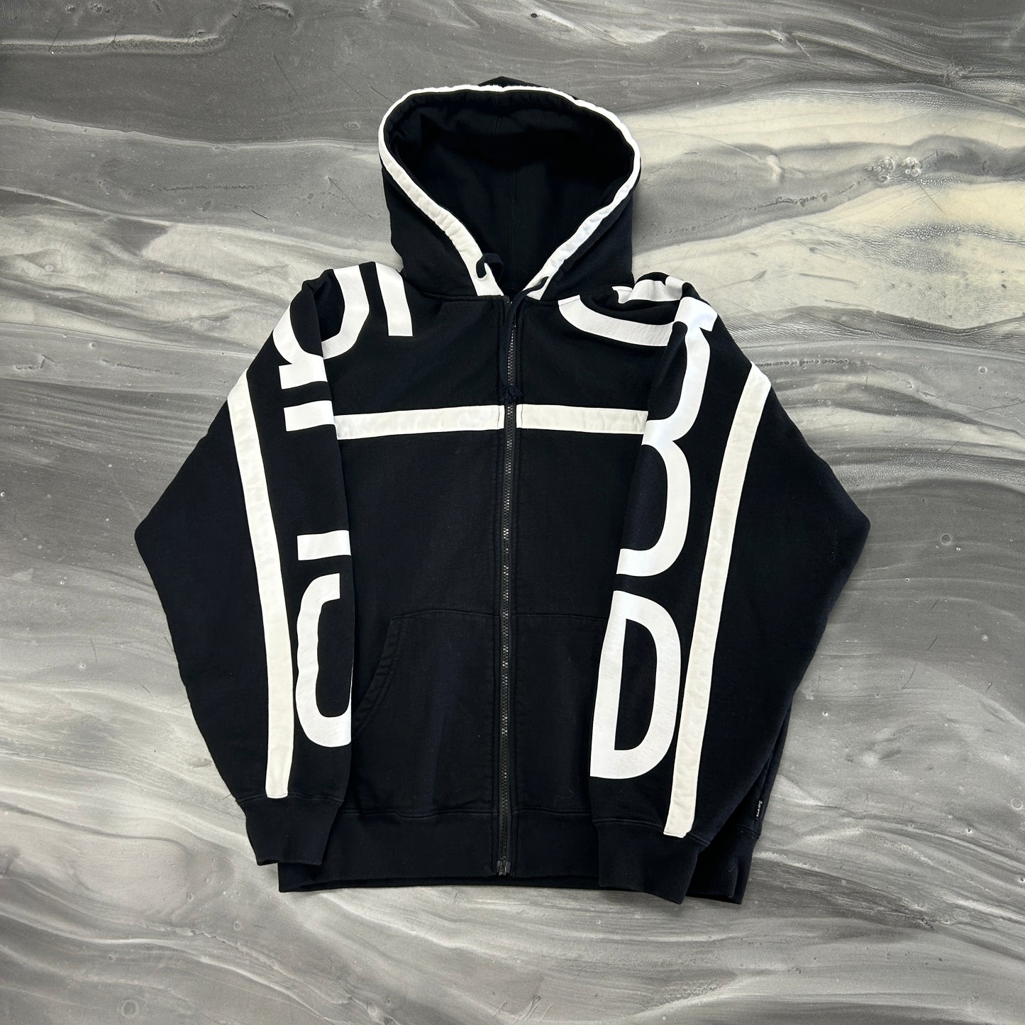 Supreme Big Logo Paneled Zip Up Hoodie Black (FW20)