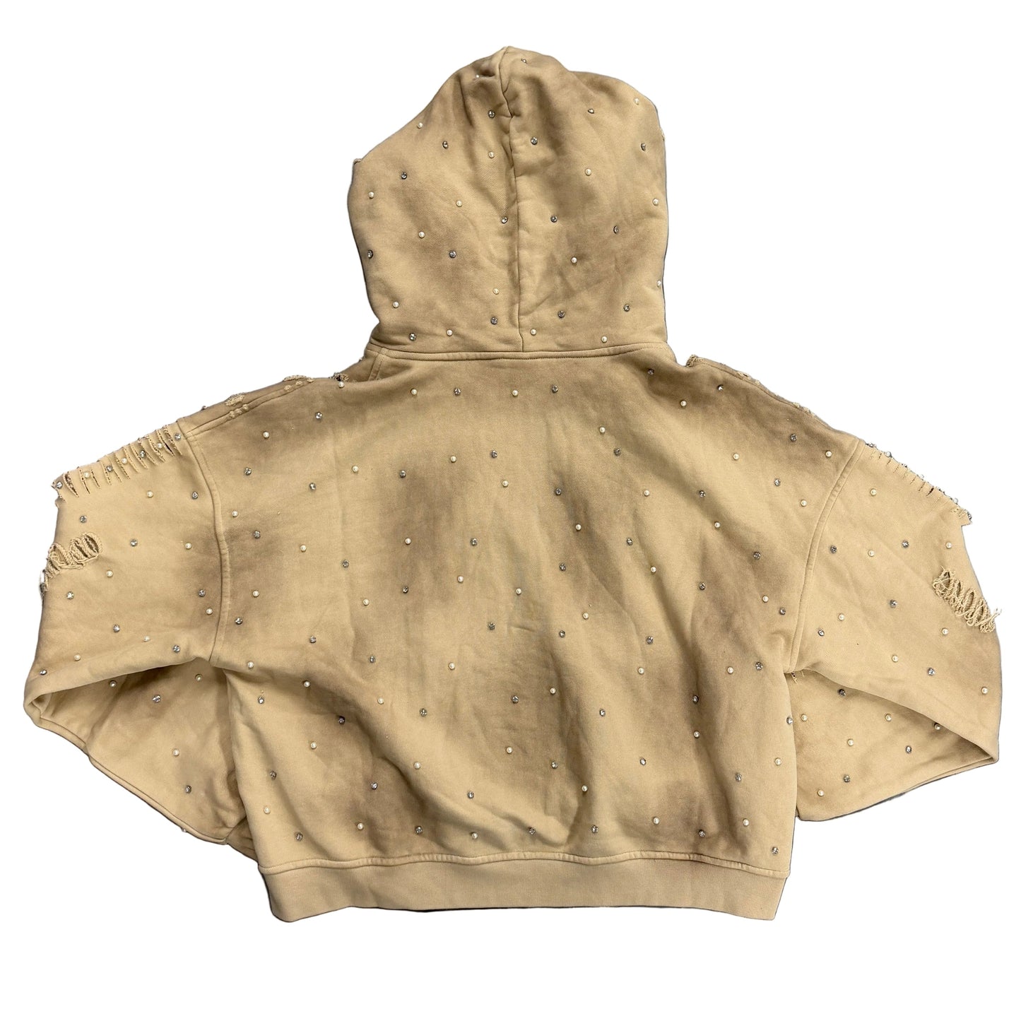 KYRA Tan Pearl Zip-Up Hoodie