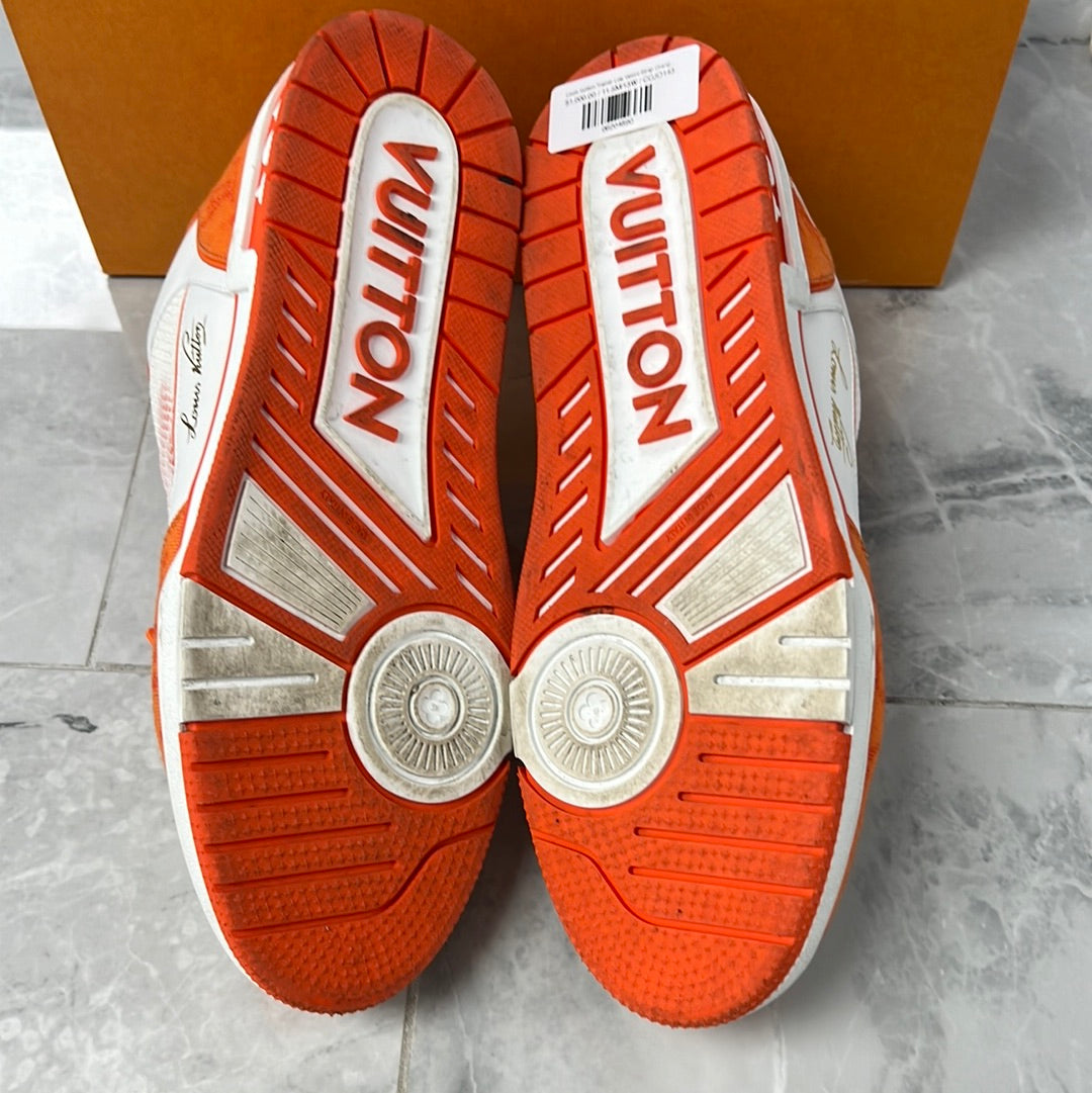 Louis Vuitton Trainer Low Velcro Strap Orange Monogram Denim (Used)