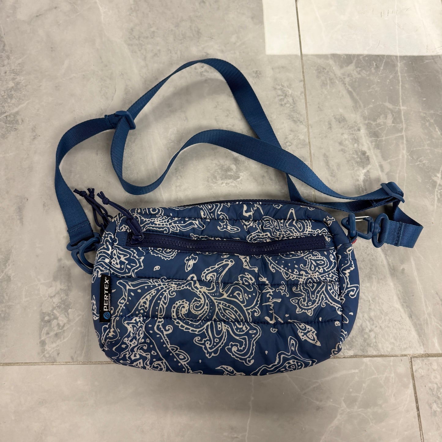 Supreme Puffer Side Bag Blue Paisley