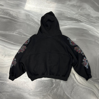 Righteous Risen King Cropped Zip Up Hoodie Black