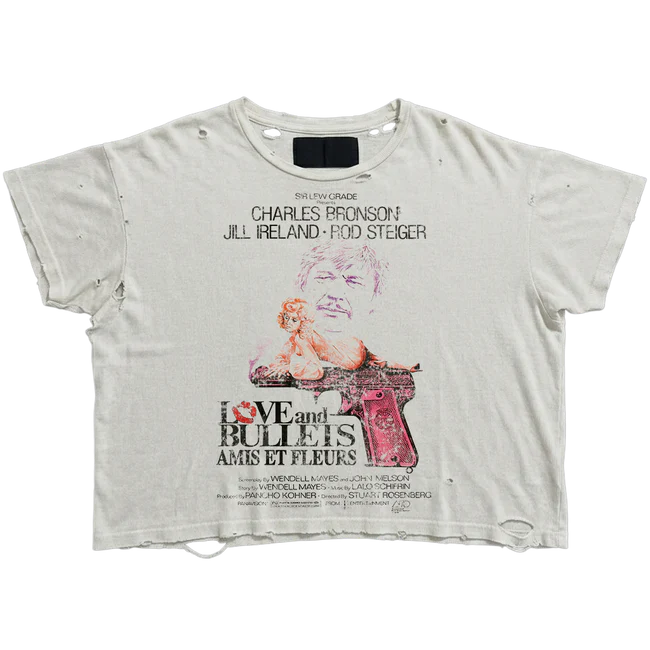 Amis Et Fleurs Love and Bullets Tee White — Cold Shoulder Kicks Palm Beach