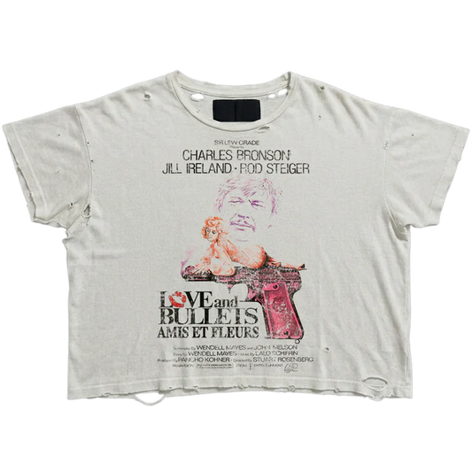Amis Et Fleurs Love and Bullets Tee White — Cold Shoulder Kicks Palm Beach