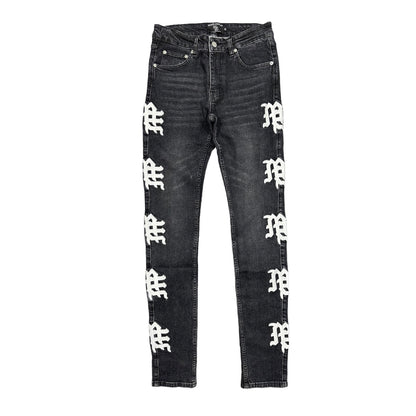 Mixed Emotion Monogram Black Wash Denim