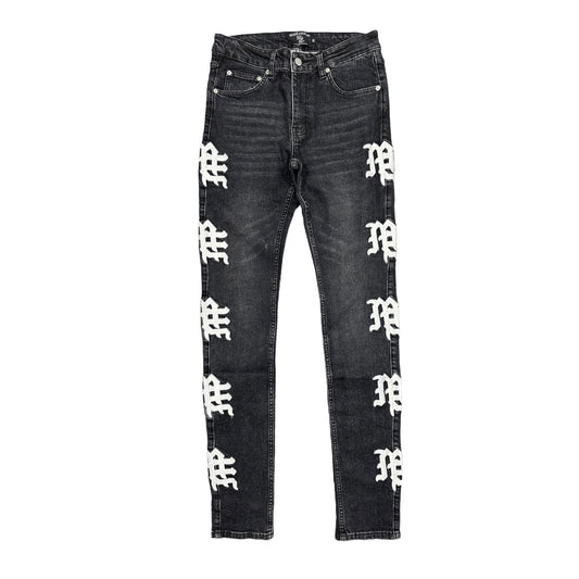 Mixed Emotion Monogram Black Wash Denim
