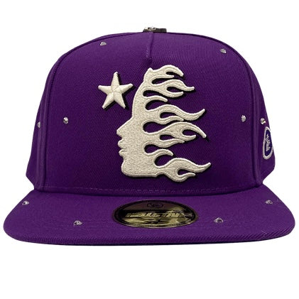 Hellstar Rhinestone Fitted Hat Purple/Cream ￼