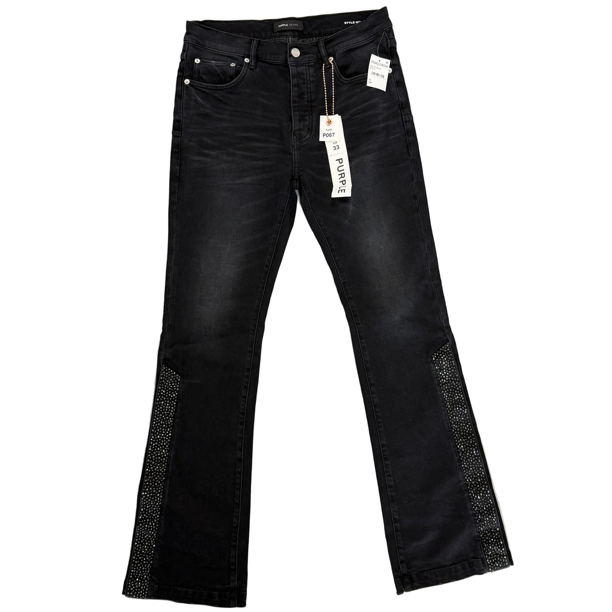 Purple Brand Crystal Side Snap Flare Jeans