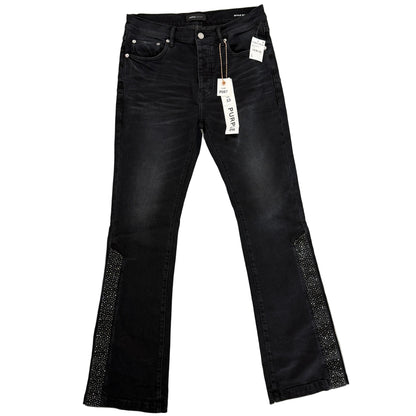 Purple Brand Crystal Side Snap Flare Jeans
