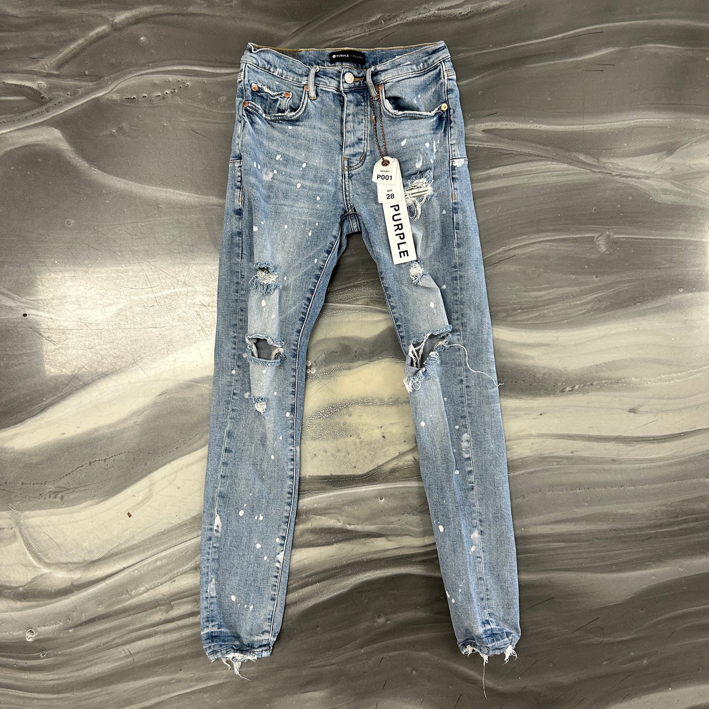 Purple Brand P.001 Light Wash Distressed Denim Jeans