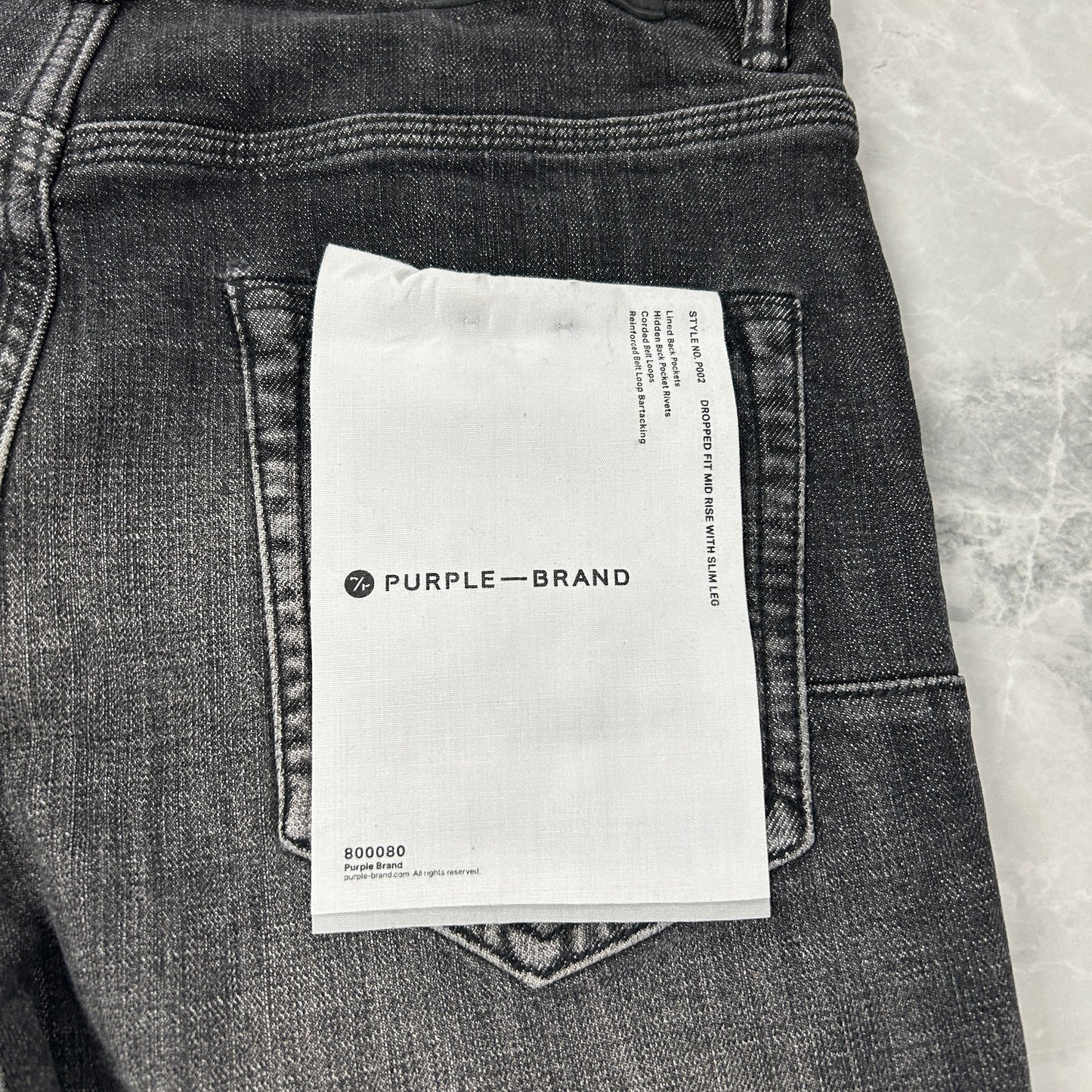 Purple Brand P002 Grey Wash Knee Rip