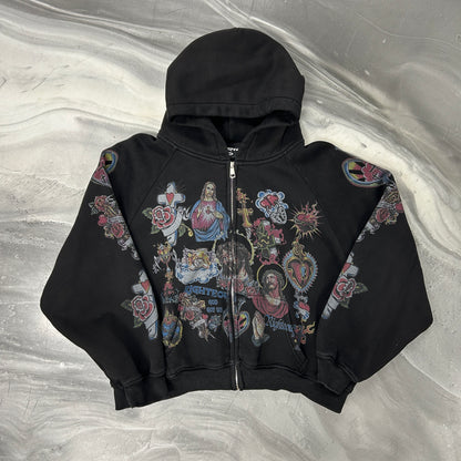 Righteous Risen King Cropped Zip Up Hoodie Black