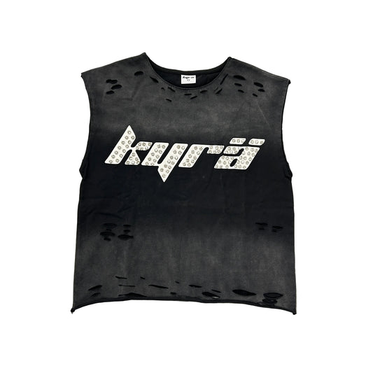 KYRA Black Diamond Cut Off Tee