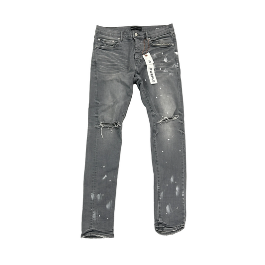 Purple Brand P001 Light Grey Paint Splatter Jeans