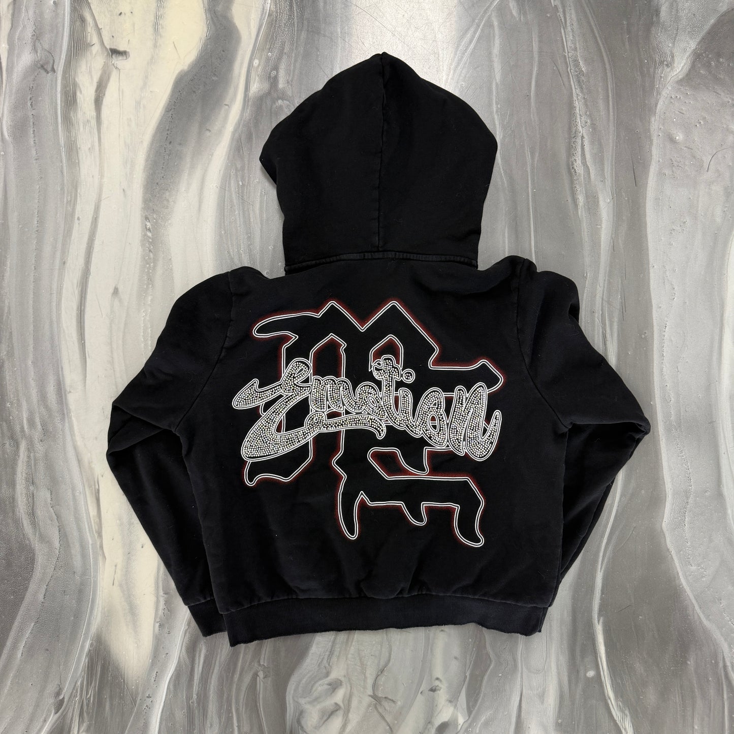Mixed Emotion Rhinestone Zip Hoodie