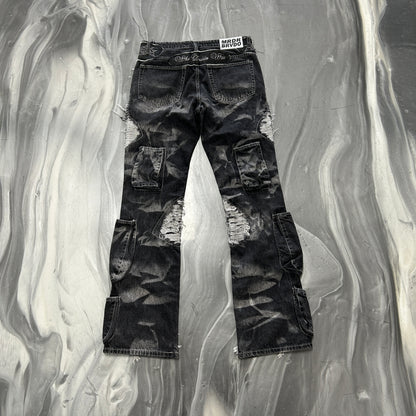 Who Decides War By MRDR BRVDO Black Thorned Pocket Jeans