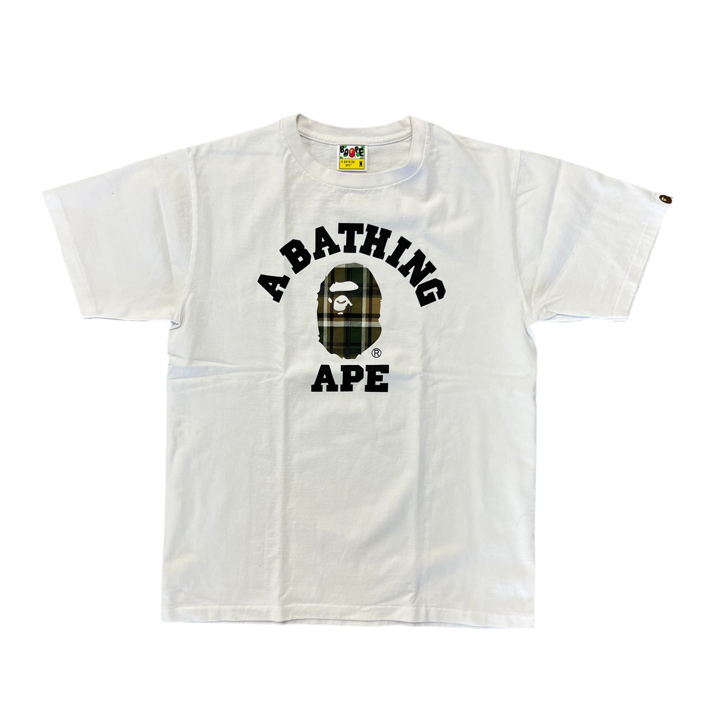 Bape College Logo Plaid Head Tee