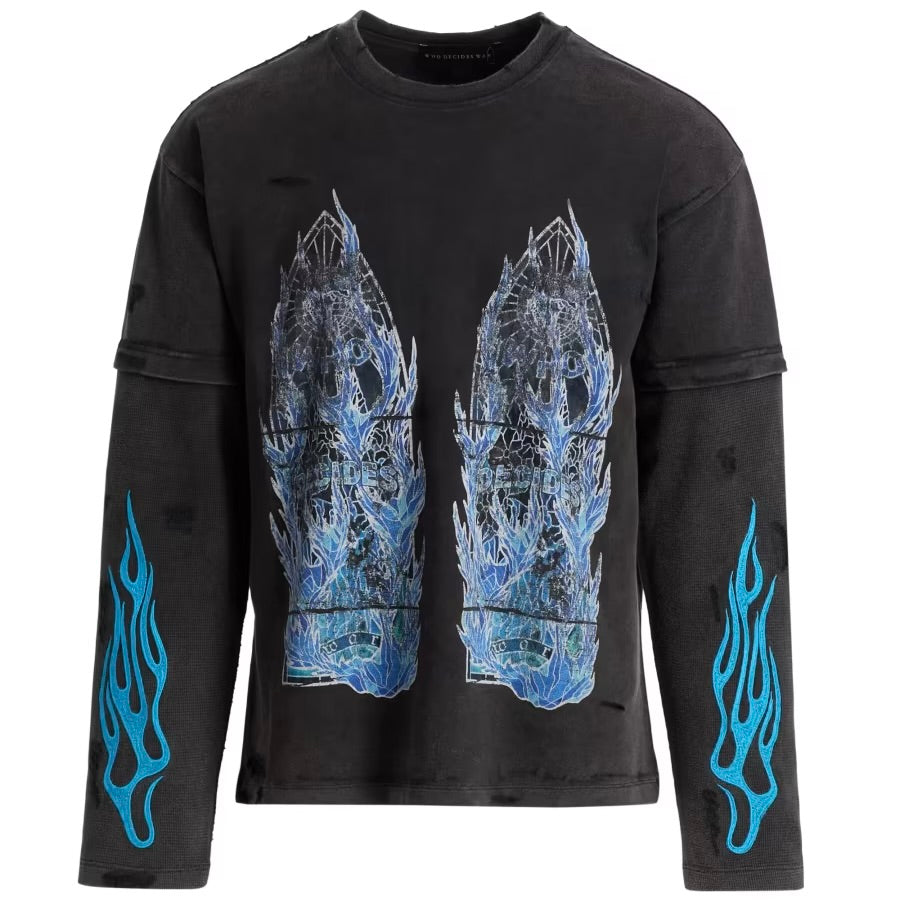 Who Decides War Flame Glass Layered Long-Sleeve Jersey T-Shirt