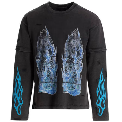 Who Decides War Flame Glass Layered Long-Sleeve Jersey T-Shirt