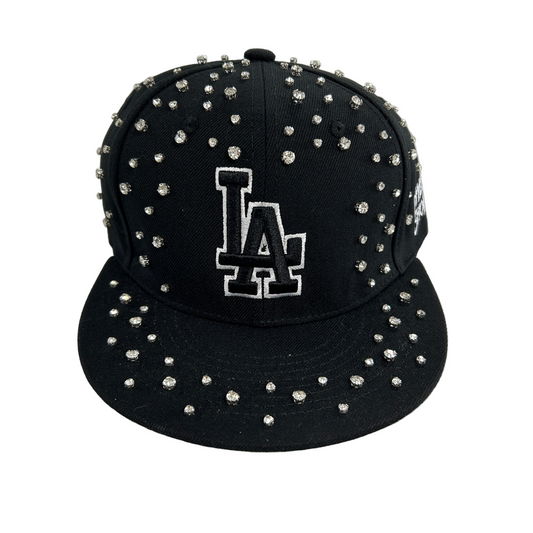 Black LA Rhinestone Snap Back
