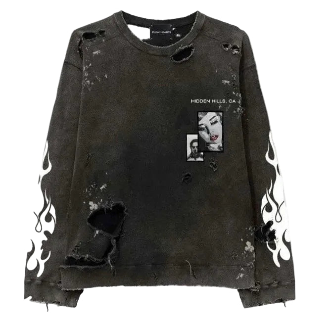 Punk Hearts Nepo Baby Crewneck Sweatshirt Vintage Washed Black