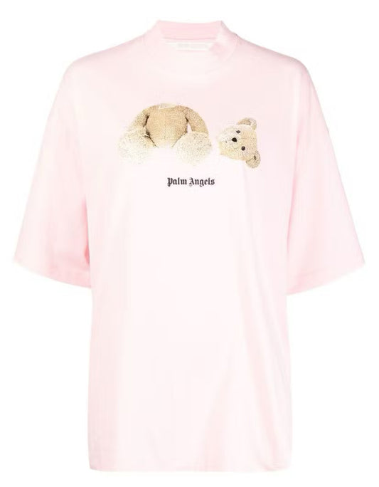 Palm Angels Bear-Print Cotton T-Shirt Light Pink