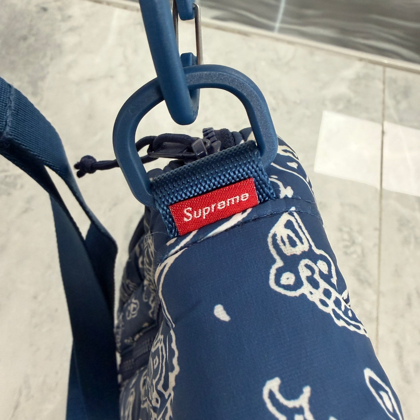 Supreme Puffer Side Bag Blue Paisley