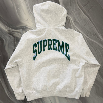 Supreme Cracked Raglan Zip Up Hooded Sweatshirt Ash Grey