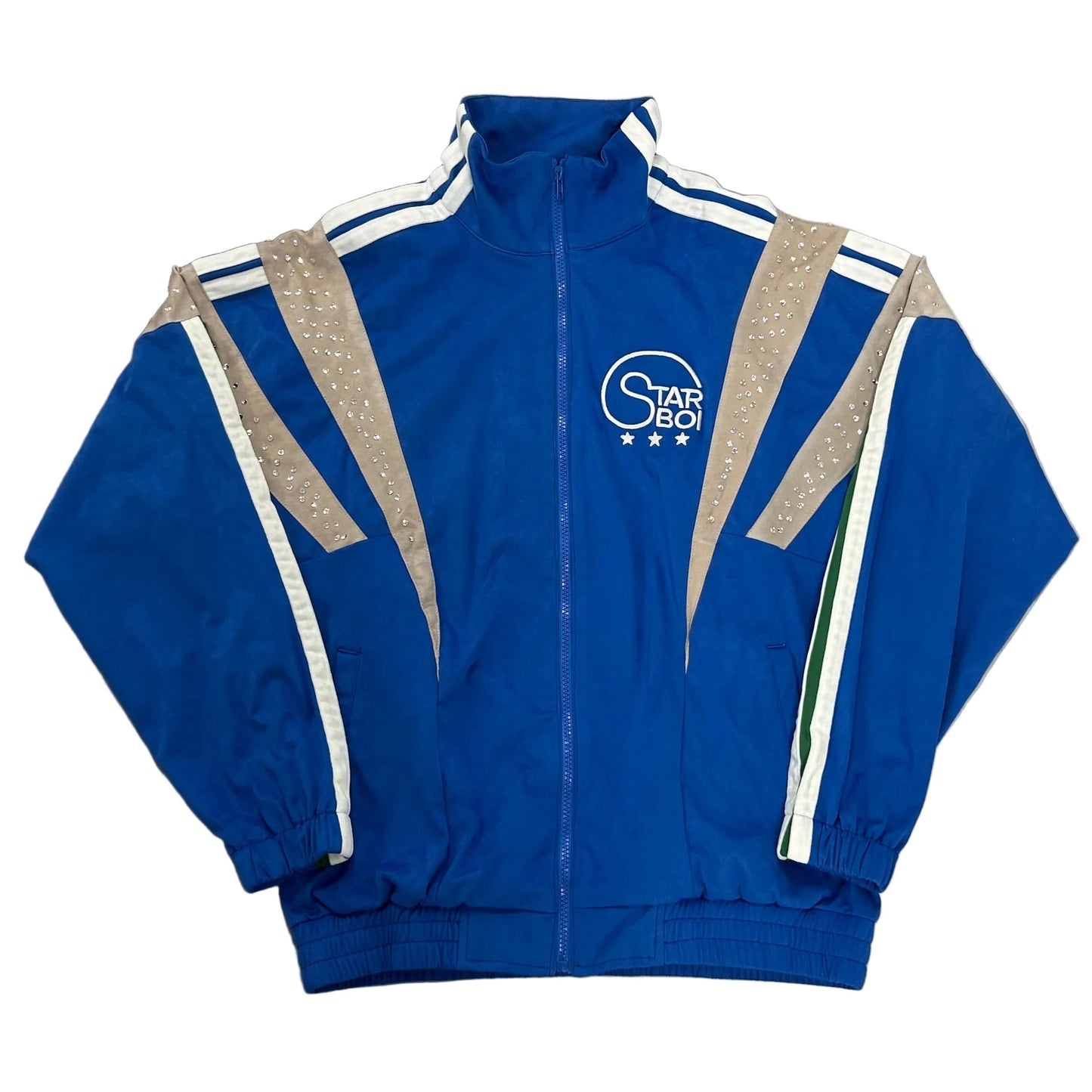 Starboi velvet blue rhinestone track jacket