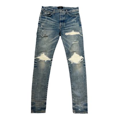Amiri White Patch MX1 Light Wash Denim Jeans