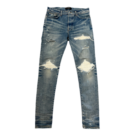 Amiri White Patch MX1 Light Wash Denim Jeans
