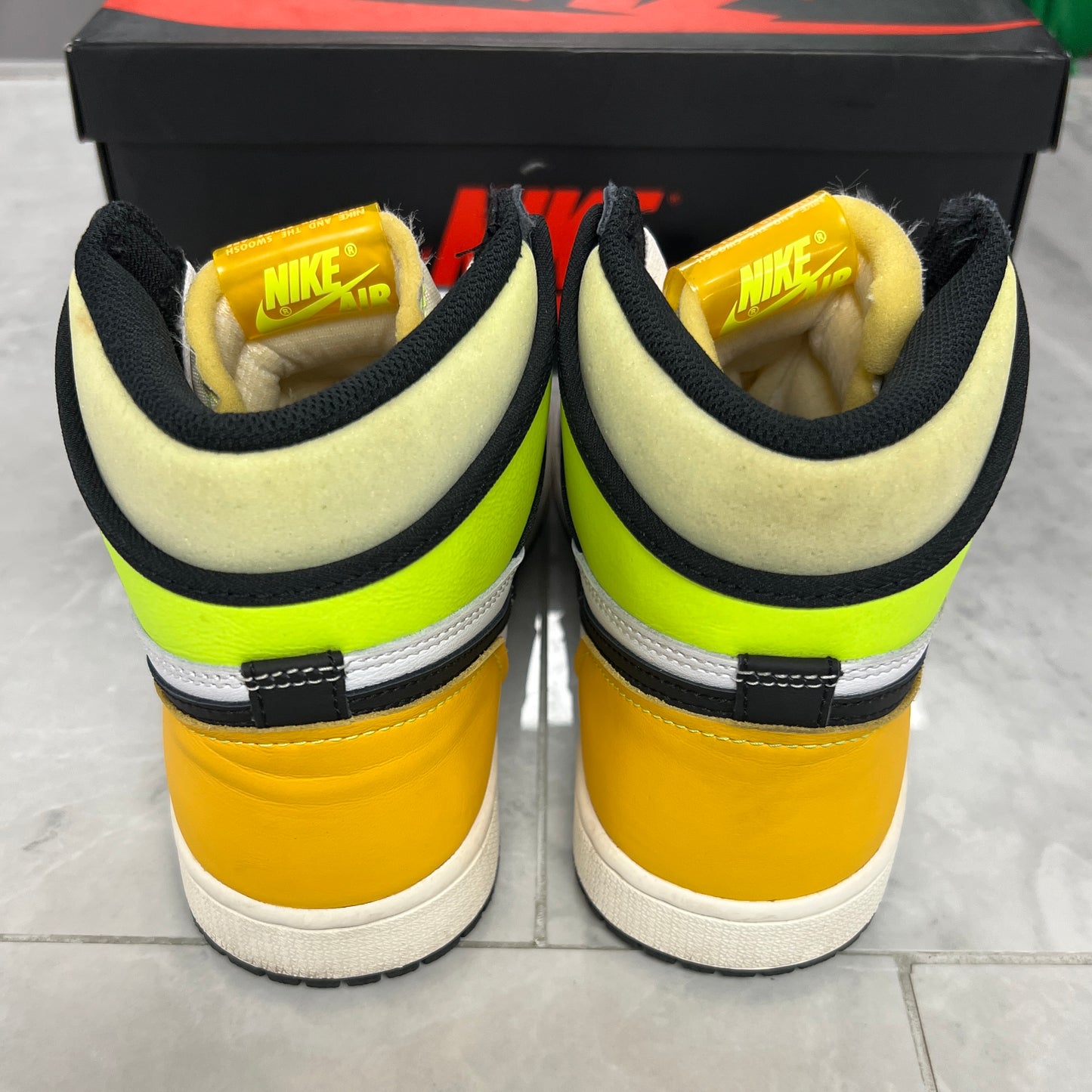 Jordan 1 Retro High White Black Volt University Gold (Used)