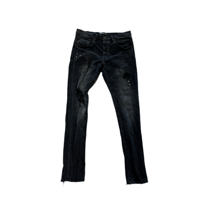 Purple Brand Paint Spot Ripped Black Jeans
