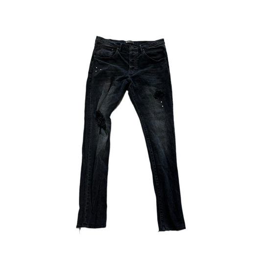 Purple Brand Paint Spot Ripped Black Jeans