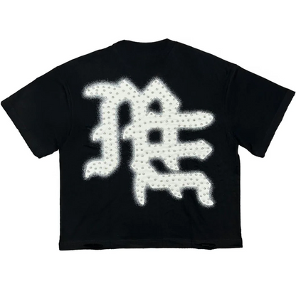 MIXED EMOTIONS END RHINESTONE TEE BLACK