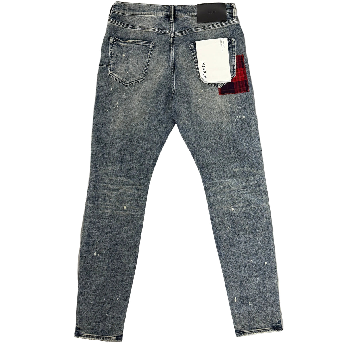 Purple Brand P001 Light Washed Plaid Patch Denim Jeans