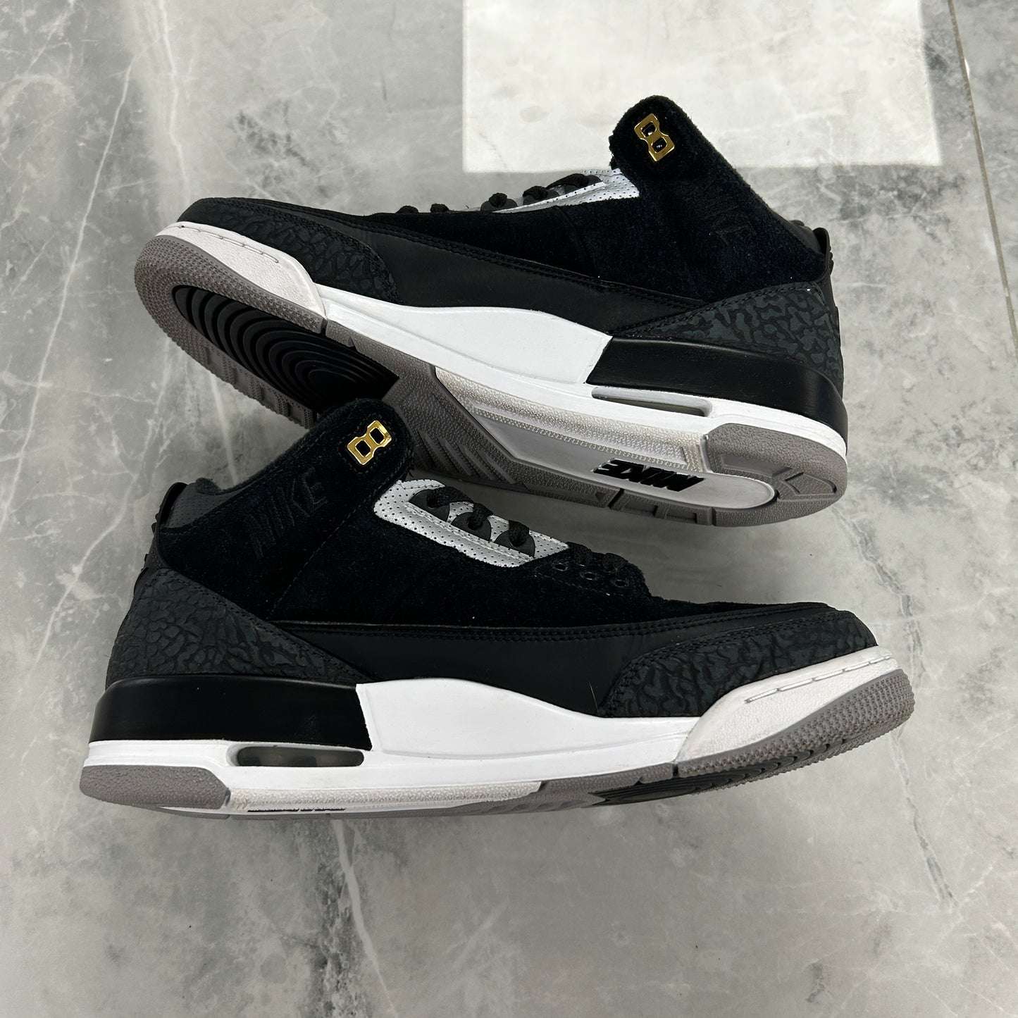 Jordan 3 Retro Tinker Black Cement Gold (USED NO BOX)