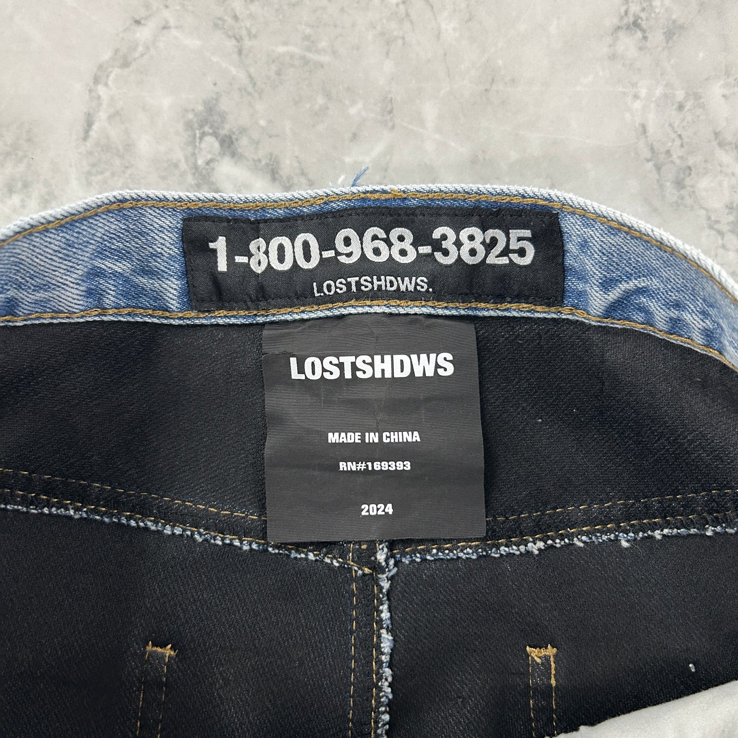 LostShdws Embossed Denim Pants Blue