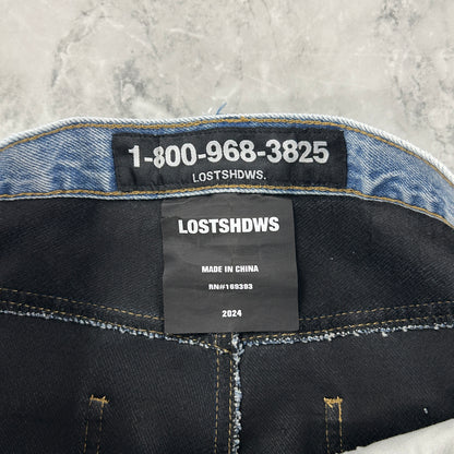 LostShdws Embossed Denim Pants Blue