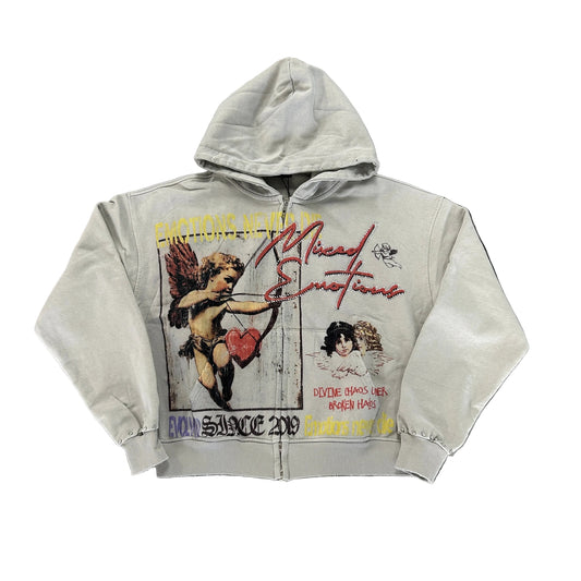 Mixed Emotion Broken Halo Zip Up Hoodie