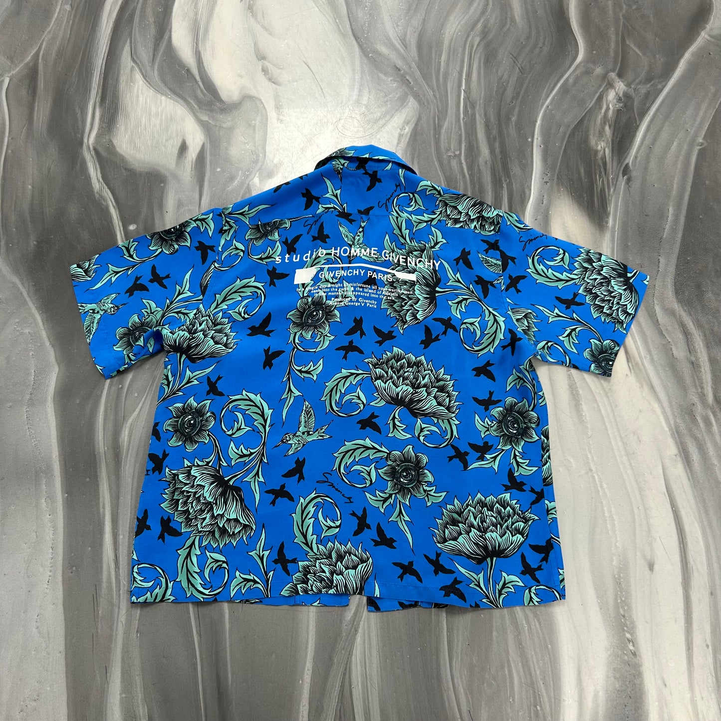 Givenchy Silk Printed Shirt Blue