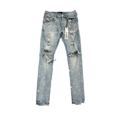 Purple Jeans P001 Blue Ripped Paint Splatter