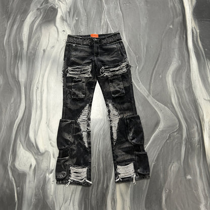 Who Decides War By MRDR BRVDO Black Thorned Pocket Jeans